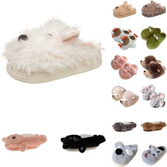 Generic Fluffy Slippers Women, Cartoon Womens Warm and Cozy Indoor Slippers for Winter Home Comfort ( 7-Yellow, 5.5)