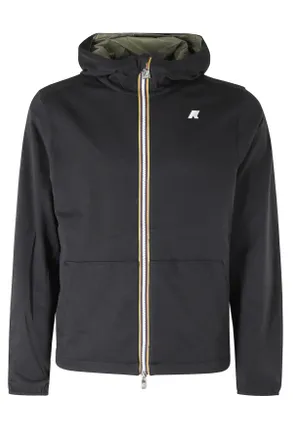 K-Way Black Green Jake Double Interlock Reversible Hooded Cotton Jacket