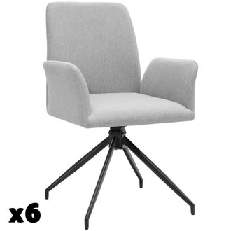 TecTake Juego de 6 sillas giratorias 360&ordm; acolchadas, 55,5x58x87cm, gris claro