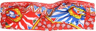 Dolce & Gabbana Multicolor Carretto Bandeau Swimsuit Top Womens Swimwear