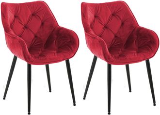 Clp Clp - Set De 2 Sillas De Comedor Tanna En Terciopelo Rojo