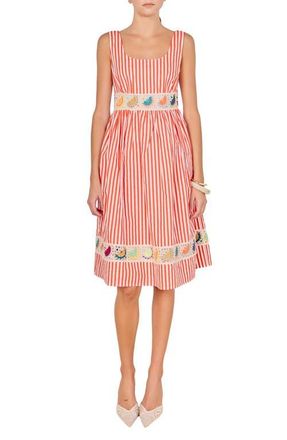 English Factory Stripe Crochet Trim Sleeveless Dress in Orange Multi at Nordstrom, Size X-Large