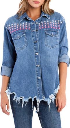 BILLY T Superstar Denim Shirt in Pink Combo at Nordstrom, Size X-Small