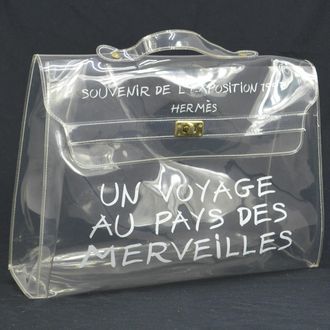 Herm&egrave;s Kelly Souvenir Bag Vinyl Clear Plastic Handbag (Pre-Owned)