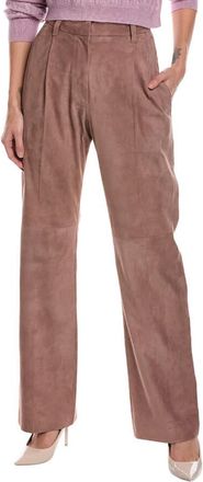 Brunello Cucinelli Old Pink Leather Wide-Leg Trousers, Brand Size 42 (US Size 8)