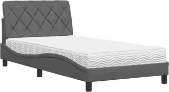 vidaXL Cama Con Colch&oacute;n Tela Gris Oscuro 100x200 Cm Vidaxl