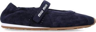 Miu Miu Navy Blue Logo Ballet Flats