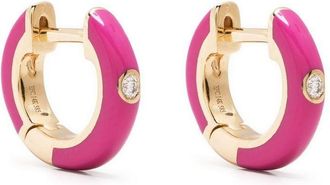 EF Collection 14kt yellow gold Berry enamel and diamond huggie earrings - women - Diamond/14kt Yellow Gold - One Size