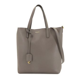 Saint Laurent Gray Leather Shoulder Bag Tote Bag (Pre-Owned)