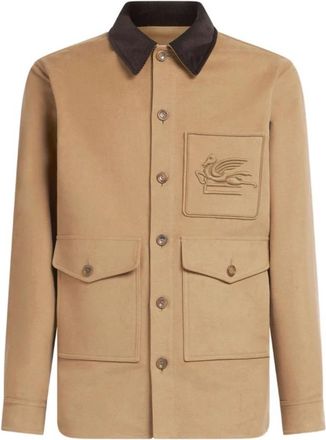 Etro Katoenen Jas met Pegaso - Heren - Zomerjassen - Beige - XL - Katoen - Jassen