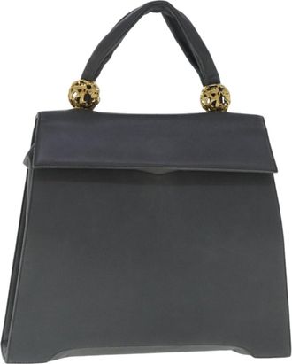 Ferragamo Vintage Handbag Leather Gray Leather Handbag (Pre-Owned)