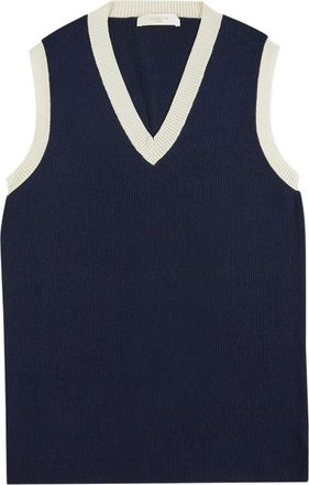 Zanone V-neck colour-block vest - women - Cotton - 42 - Blue