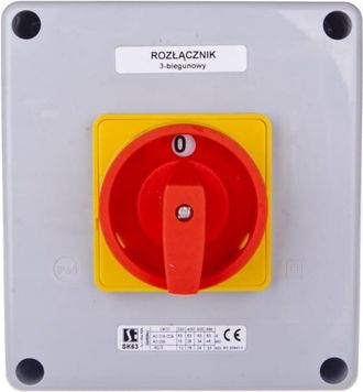 OEM Interruptor De Leva 0-1 63a 3p En Carcasa Amarillo-roja Sk63-2.8211ob16zc