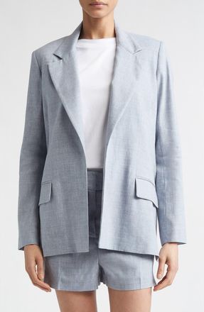 Eleventy Open Front Linen & Wool Jacket in 130 Sky Blue at Nordstrom, Size 00 Us