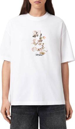 AllSaints Oneness Etta Embroidered Graphic T-Shirt in White at Nordstrom, Size X-Small