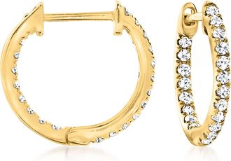 RS Pure Ross-Simons Diamond Inside-Outside Huggie Hoop Earrings in 14kt Yellow Gold