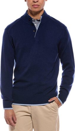 N.Peal N. PEAL Half Button 100% Cashmere Mock Neck Sweater