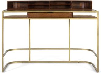 Giner&Colomer Escritorio fabricado a mano en madera de mango y estructura dorada