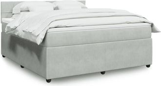 vidaXL Vidaxl - Cama Box Spring Con Colch&oacute;n Terciopelo Gris Claro 180x200 Cm