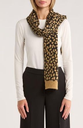 Kate Spade New York Modern Leopard Print Scarf in Black/Light Tobacco at Nordstrom Rack