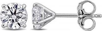 Allurez Round Cut Lab Grown Diamond Stud Earrings 14k White Gold (1.00ct)