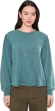 Mod-o-doc Long Pleated Sleeves Sweatshirt Womens Sweatshirt Frozen Teal : LG (US 12-14), Cotton/Polyester