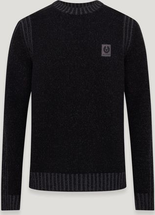 Belstaff Seasonal Watch Crewneck Jumper Mens Lambswool Black / Tornado Grey Size 2XL