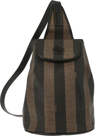 Fendi Pequin Sling Backpack Coated Canvas Brown Canvas Backpack Bag (Pre-Owned)