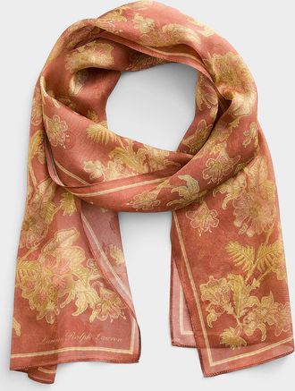 Lauren Ralph Lauren Womens Long sheer 100% silk baroque flower scarf