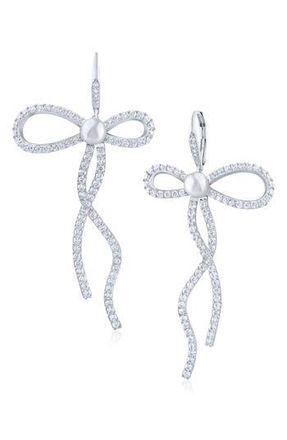 Kenneth Jay Lane Cubic Zirconia Bow Drop Earrings in Clear/silver at Nordstrom Rack