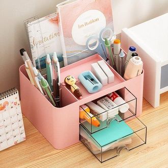 OEM Juego De 3 Cajones De Almacenamiento De Colores (verde, Rosa, Amarillo) - Organizador De Escritorio Modular Para Bol&iacute;grafos, Notas Y Accesorios