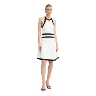 Karl Lagerfeld Kleedjes, Dames, Wit, S, Gebreide jurk met uitlopende rok