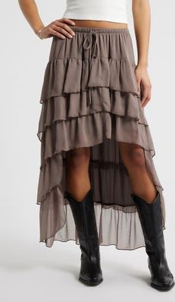 BP. Tiered High-Low Maxi Skirt in Brown Quartz at Nordstrom Rack, Size X-Small