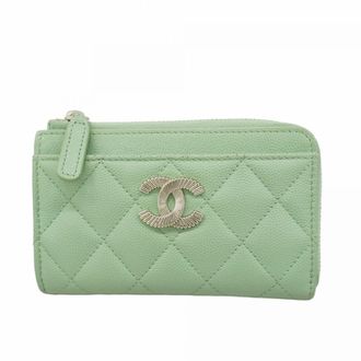Chanel Green Grained Calfskin Coin Purse/Coin Case (Pre-Owned)