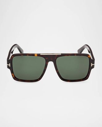 Tom Ford Men & apos;s Sean-02 Acetate Flat-Top Sunglasses