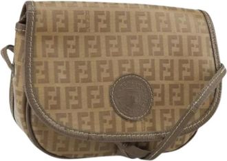 Fendi Pre-owned Cross Body Bags, female, Beige, Size: ONE SIZE Pre-owned Canvas Cross Body Bag