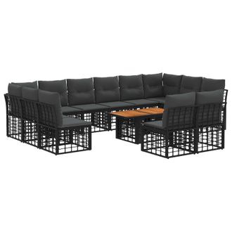 vidaXL Conjunto De Sof&aacute;s De Jard&iacute;n 13 Uds. Negro Y Gris Oscuro Vidaxl