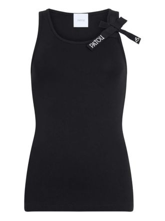Patou Black Solid Round Neck Top