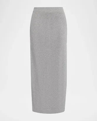 Brunello Cucinelli Sparkle Rib Knit Maxi Skirt