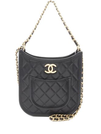 Chanel 2021s Hobo Chain quilted cross body bag - women - Lambskin - One Size - Black