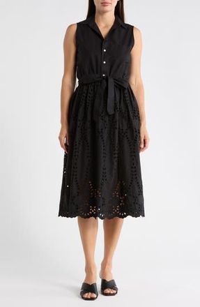 Frank & Eileen Sleeveless Cotton Eyelet Dress in Black Eyelet at Nordstrom Rack, Size X-Large