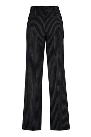 Michael Michael Kors Womens Wool Blend Pin-Striped Trousers Black Wide-Leg
