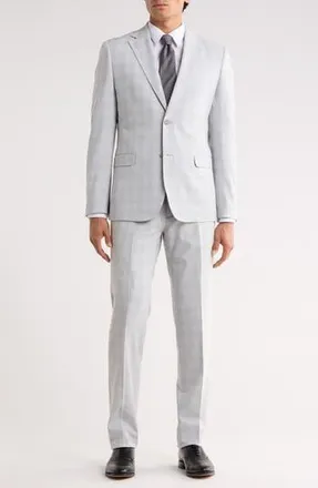 Zanetti Trim Fit Windowpane Print Suit in Tan at Nordstrom Rack, Size 40R