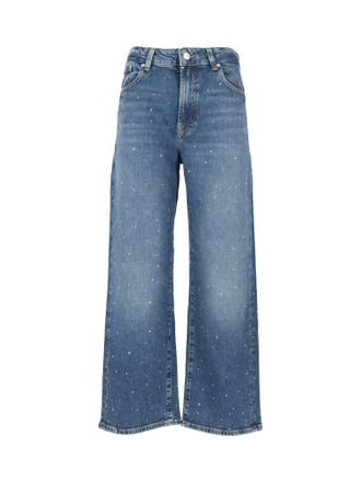 7 For All Mankind Stovepipe Tobillo Recto Azul Brillo