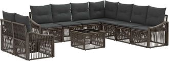 vidaXL Conjunto De Sof&aacute;s De Jard&iacute;n 10 Uds. Gris Rat&aacute;n Sint&eacute;tico Vidaxl