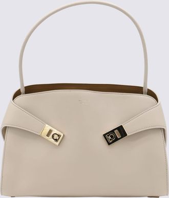 Ferragamo Light Grey Leather Hug Soft Shoulder Bag