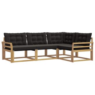 vidaXL Conjunto De Sof&aacute;s De Exterior Con Coj&iacute;n 4 Pcs Blanco Y Negro Vidaxl