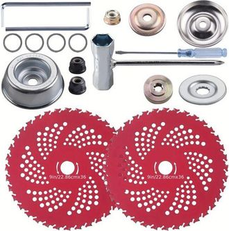 OEM Cuchillas De Carburo De Tungsteno De 9 X 36 Dientes Para Cortac&eacute;sped (juego De 2, Sin Marca), Kit Adaptador Universal Para Desbrozadoras, Recortadoras