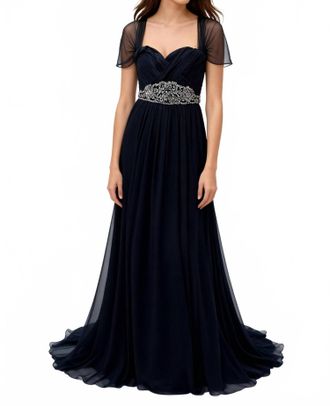 Marchesa Sweetheart Neckline Evening Dress In Navy