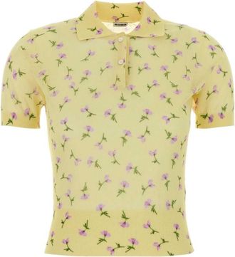 Jil Sander Yellow Floral Print Polo